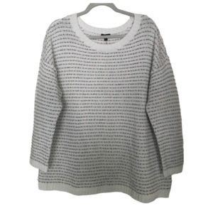 Talbots Sweater Crewneck white 1X Pastel pink blue fleck Striped 1X plus
